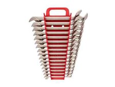Juego de llaves de extremo abierto con cabeza angular TEKTON, soporte de 16 piezas (10-27 mm) | Hecho en EE. UU.