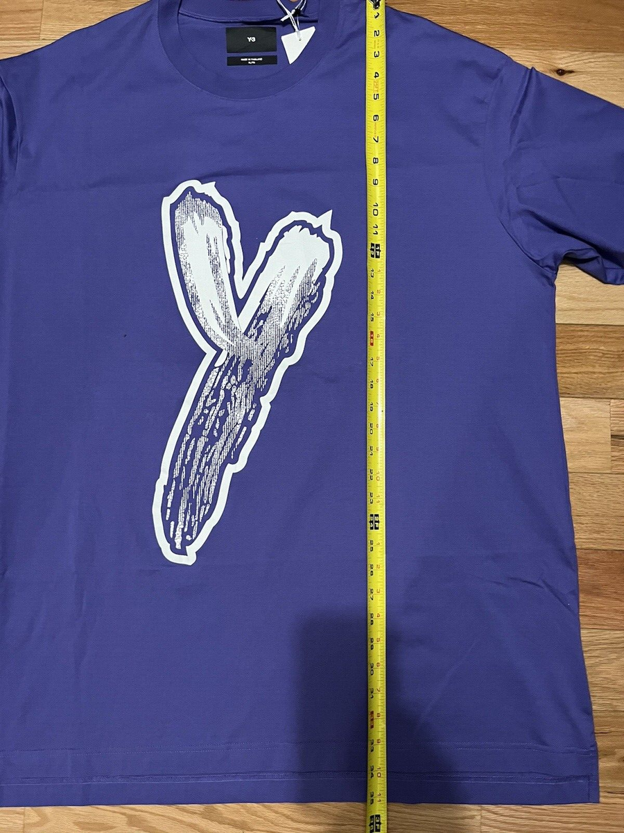Adidas Y-3 LOGO GFX Tee T-Shirt Oversized Purple White Men's Adidas Y-3 LOGO GFX Tee T-Shirt Oversized Purple White Men's
