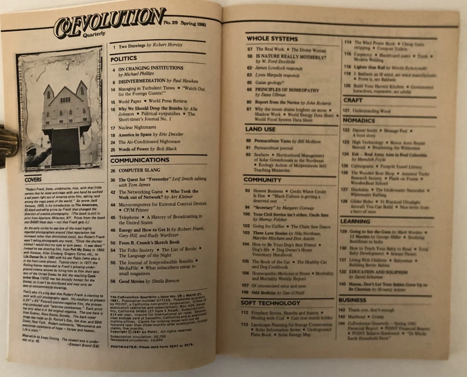 CoEvolution Quarterly No. 29 Spring 1981, like new. R. Crumb, light rail, nomads - Image 4 of 4