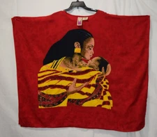 WOMEN’S ANTTHONY MARK HANKINS ARTSY AFRICAN MOTHER &CHILD RED TOP MISSY ONE SIZE