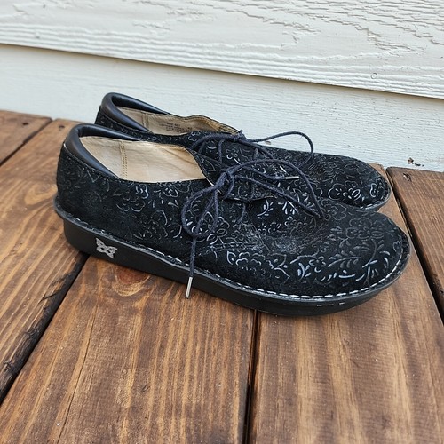 Alegria GR 40 Blumenmuster Schnürschuh schwarz Wildleder OHNE EINLEGESOHLEN!! Gebraucht - Bild 3 von 23