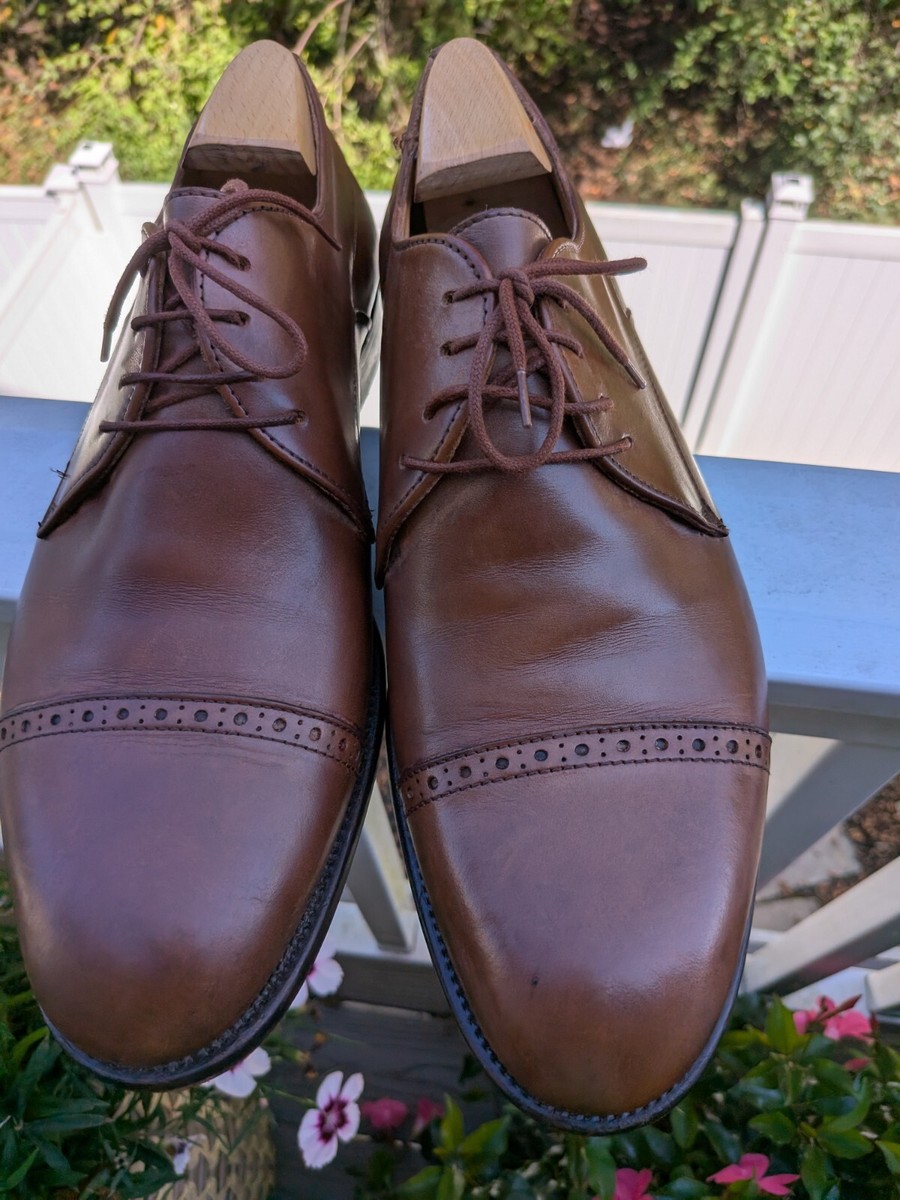 Mercanti Fiorentini Brown Leather Captoe-Derby Shoes Made in  display picture 2