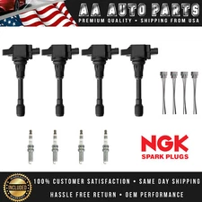 4 Ignition Coil & 4 NGK Spark Plug & 4 connectors for Nissan Frontier 2.5L I4