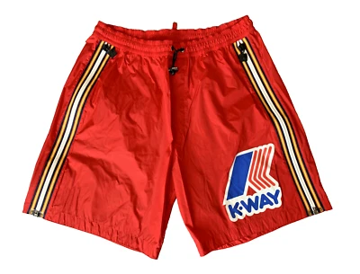 Dsquared2 x KWAY Glanzshorts Cal Surf Shiny Nylon Shorts red L Wetlook New ! - Bild 1 von 4