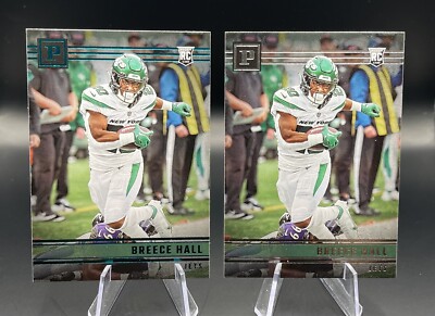 2 Card Lot 2022 Panini Chronicles BREECE HALL Base & RC TEAL Parallel NY JETS