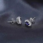 2Ct Oval Cut Lab-Created Blue Sapphire Halo Stud Earrings 14K White Gold Plated