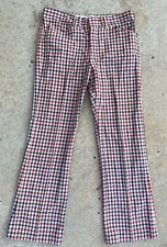 Vintage 1970s Checkered Plaid Dress Pants Size 32x28.5 Slacks Mod Disco Funky