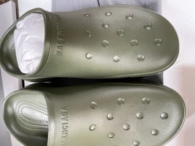 Balenciaga Olive Green Slide Clogs Balenciaga Crocs Clogs And Slides Rubber/Khaki in Green  main image 4