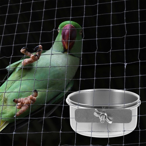 2Pcs Parrot Food Water Bowls Bird Feeding Dish Stainless Steel Pet Hanging Bowl - Picture 11 of 12
