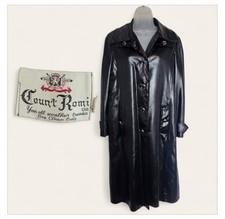 60s 70s Vintage Count Romi Black Trench Coat Size 8 Medium All Weather Traveler