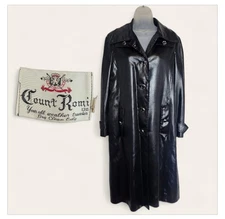 60s 70s Vintage Count Romi Black Trench Coat Size 8 Medium All Weather Traveler