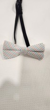 Stylish Boy Bow Tie Blue/Peach/White/Green Stripes Adjustable Easter/Wedding