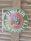 VINTAGE 1950'S SINCLAIR FARM FLANGE 2-SIDED PORCELAIN  SIGN 17.5 X 17 INCHES