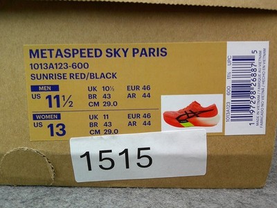 Size 11.5 - Asics Metaspeed Sky Paris Sunrise Red/Black NIB