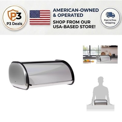 Elegant Stainless Steel Bread Box - Large Capacity 900 Cubic Inches, 16.5x10x8