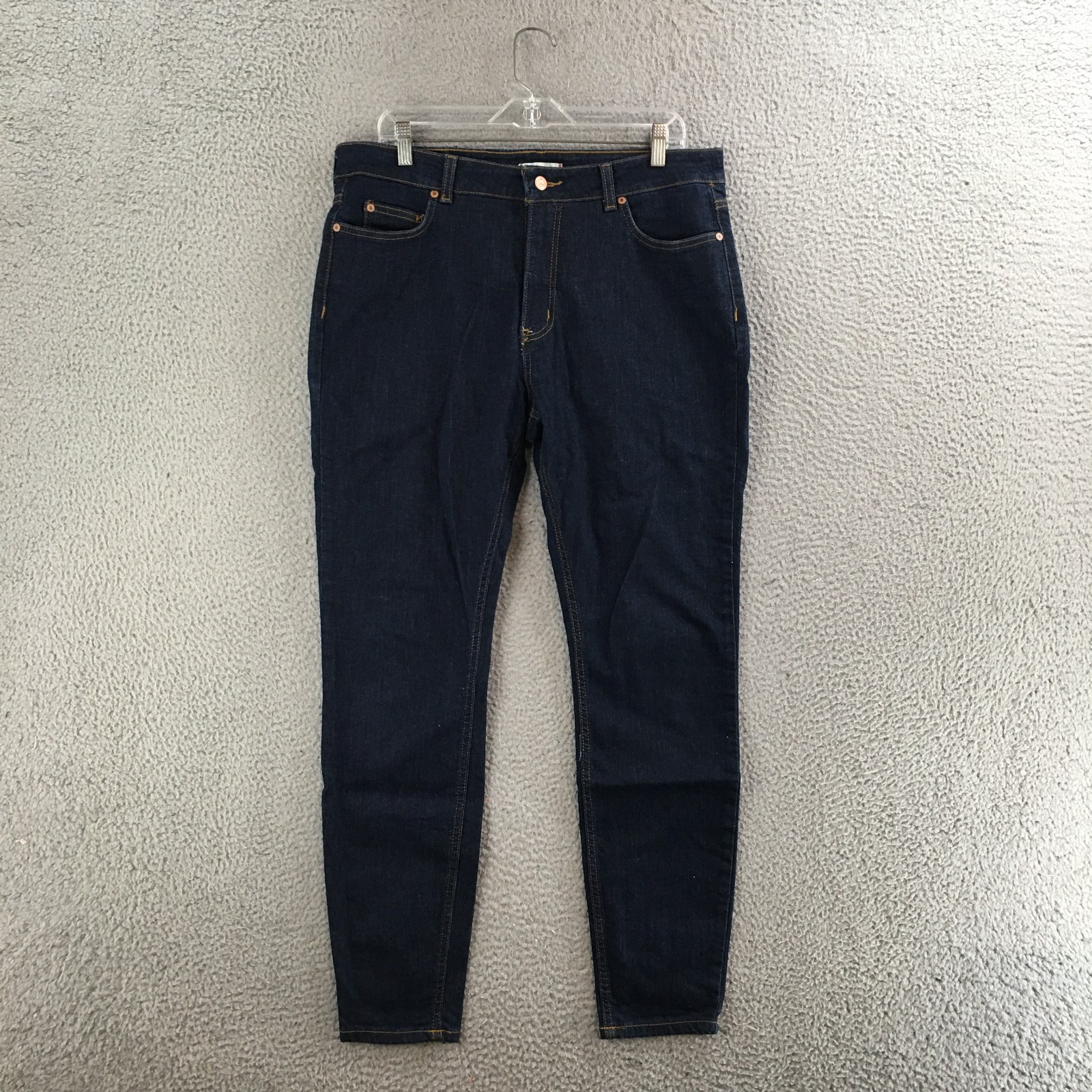 Womens 16r Dark Wash Mid Rise Skinny Leg Zip Fly Stretch Blu