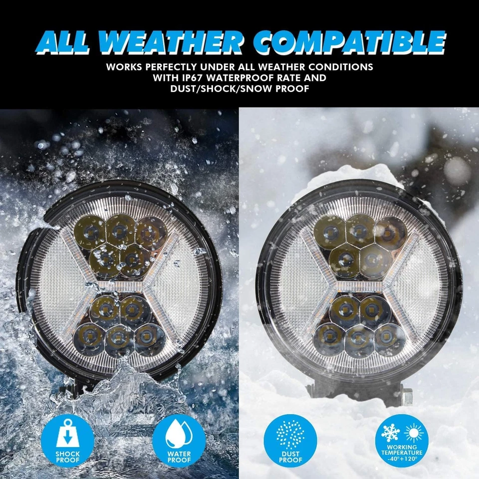 2Pcs Fari a Led 12V Auto, 132W Faretti Supplementari Retromarcia Spot Di Profond - Immagine 4 di 4