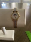 Vintage Timex Moon Phase Watch Gold Tone Date Leather Strap RARE Working Good