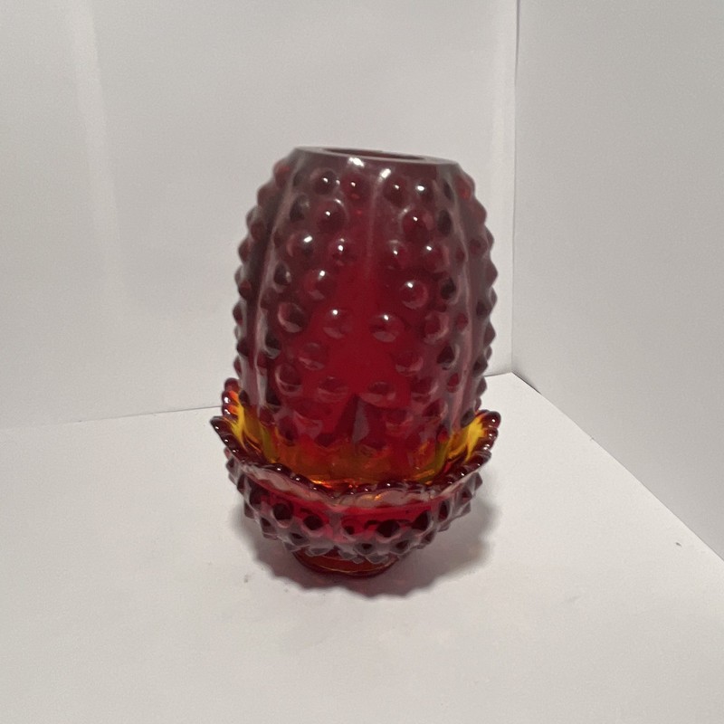 Fenton Amberina Hobnail Glass Fairy Lamp