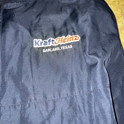 Kraft Heinz Foods Lightweight Jacket Shirt Sz XL  Blue Logo Texas Pockets Flaw 