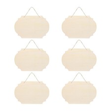 Unfinished Wood Sign, 6Pcs Blank Hanging Wooden Plaque DIY Craft Board, Style 5