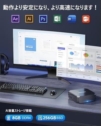 NIPOGI N100 ミニPC 8GB RAM 256GB NiPoGi Mini PC N100 8GB 256GB SSD Win11 Pro 4K Dual Display