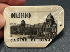 10.000 CASINO DE DINANT BELGIUM GAMBLING PLAQUE JETON (MANUFACTURERS SAMPLE)