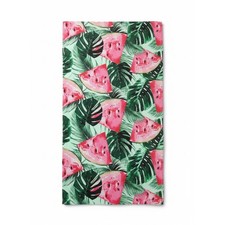 Tropical Watermelon Slice Palm Leaf Print Quick Dry Beach or Yoga Blanket