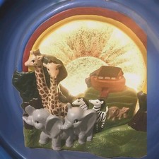 Lamp Noah's Ark 3D Handmade,Childs Nursery Decor Rainbow Glitter 10in X 10in.