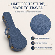 Crossrock Tenor Ukulele Case for 27'' Large Body | Carved Smoke Blue Finish