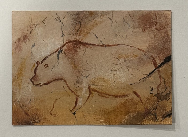 ACEO Original Acrylic Prehistoric Cave Bear Painting Cave Art art.elle