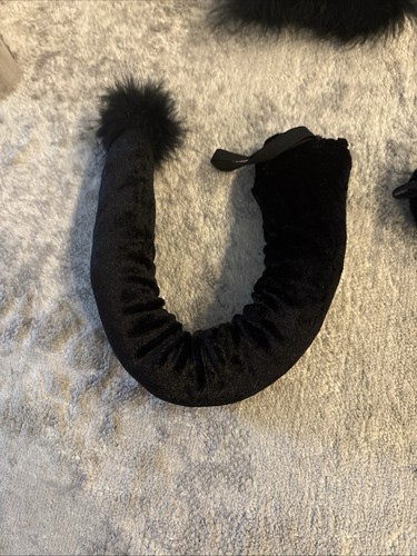Halloween Cat Accessories 4pc. Black Tail, Headband, & 17” Tail G23 - Picture 4 of 4