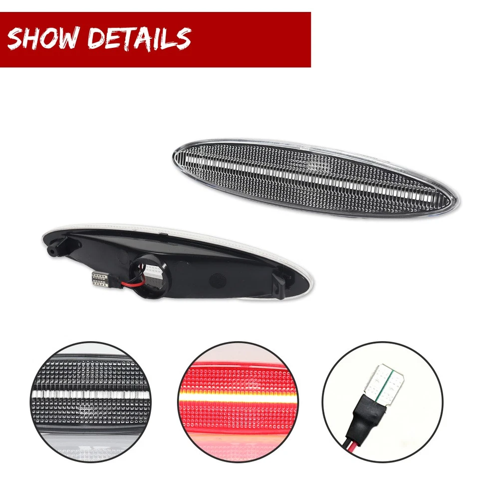 2PC Clear Lens Red LED Rear Side Marker Indicator Lights For 2002-10 Lexus SC430 - Image 3 of 4
