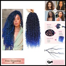 18 Inch Boho Faux Locs Crochet Hair 1B/Blue 8 Packs