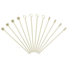 12 Pcs Stainless Steel Cocktail Picks, 4.33" Gold (Bead/Ring/Cylinder)