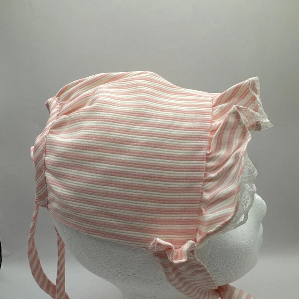 Cinta ajustable vintage a rayas de algodón rosa blanco para bebé Foto 4 de 4