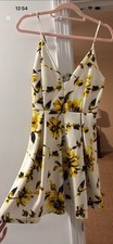 Fashion Nova Floral Fit & Flare Dress V-Neck Sleeveless Yellow White Size XL