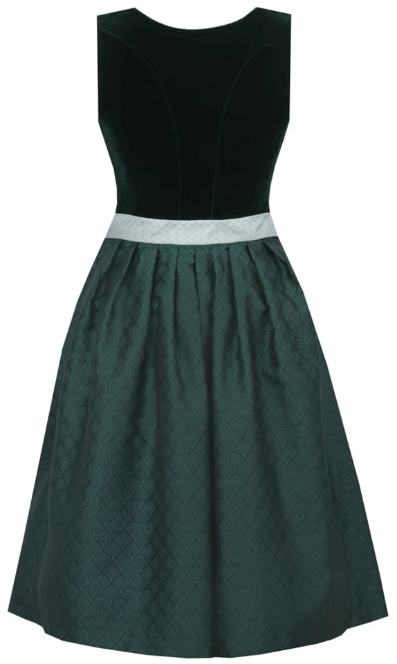 MarJo Dirndl Grafling 65cm Länge forest dunkelgrün mit heller Schürze Damen  - Bild 2 von 3