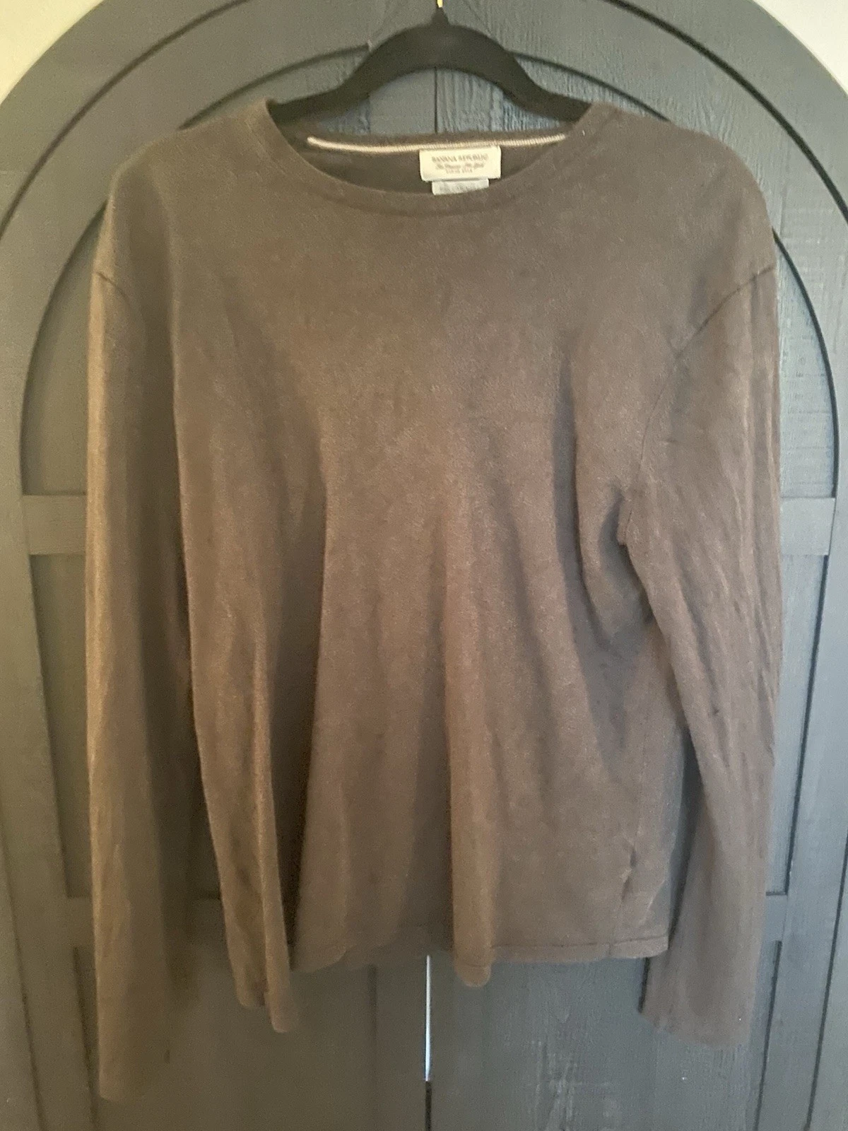Banana Republic Silk Cashmere Thin Base Layer Sweater Top Shirt Mens L Brown