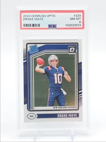 DRAKE MAYE 2024 DONRUSS OPTIC RATED ROOKIE BASE PATRIOTS RC PSA 8 Q2674