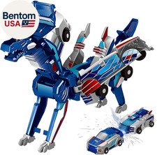 Collision Transforming Dinosaur Car Toy, 2 Magnetic Cars Convert into Dinosaur T