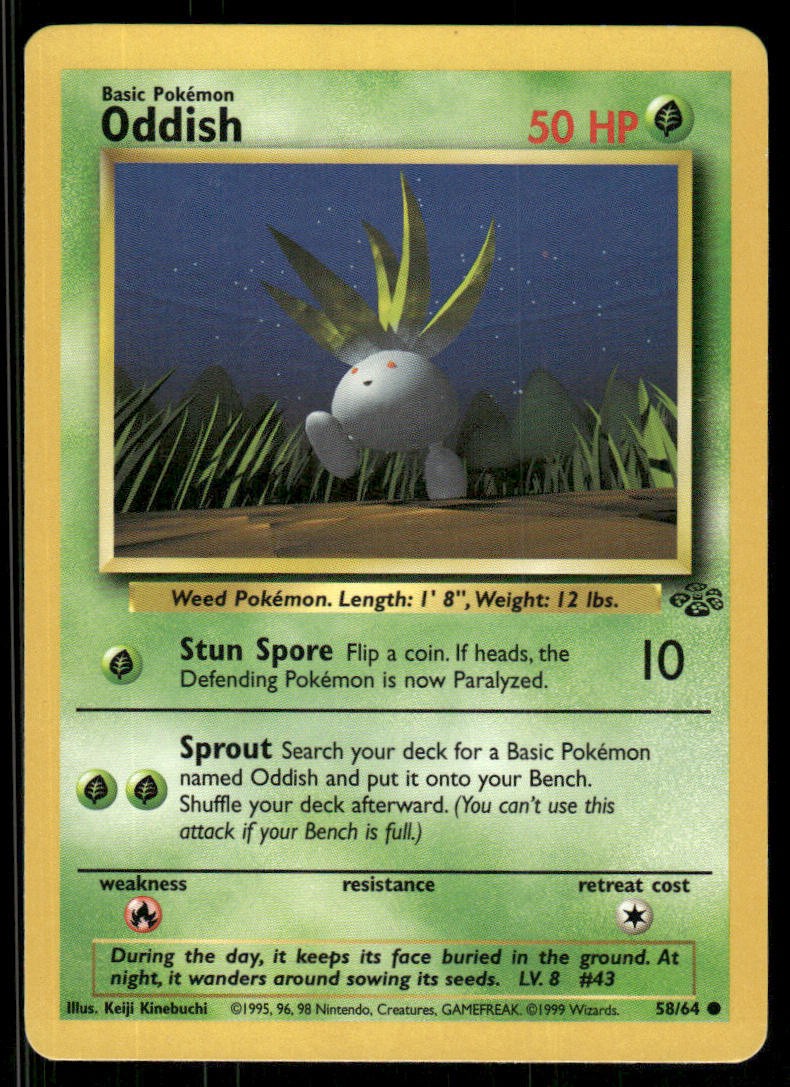 Oddish 58/64 Common Jungle Unlimited Pokemon LP