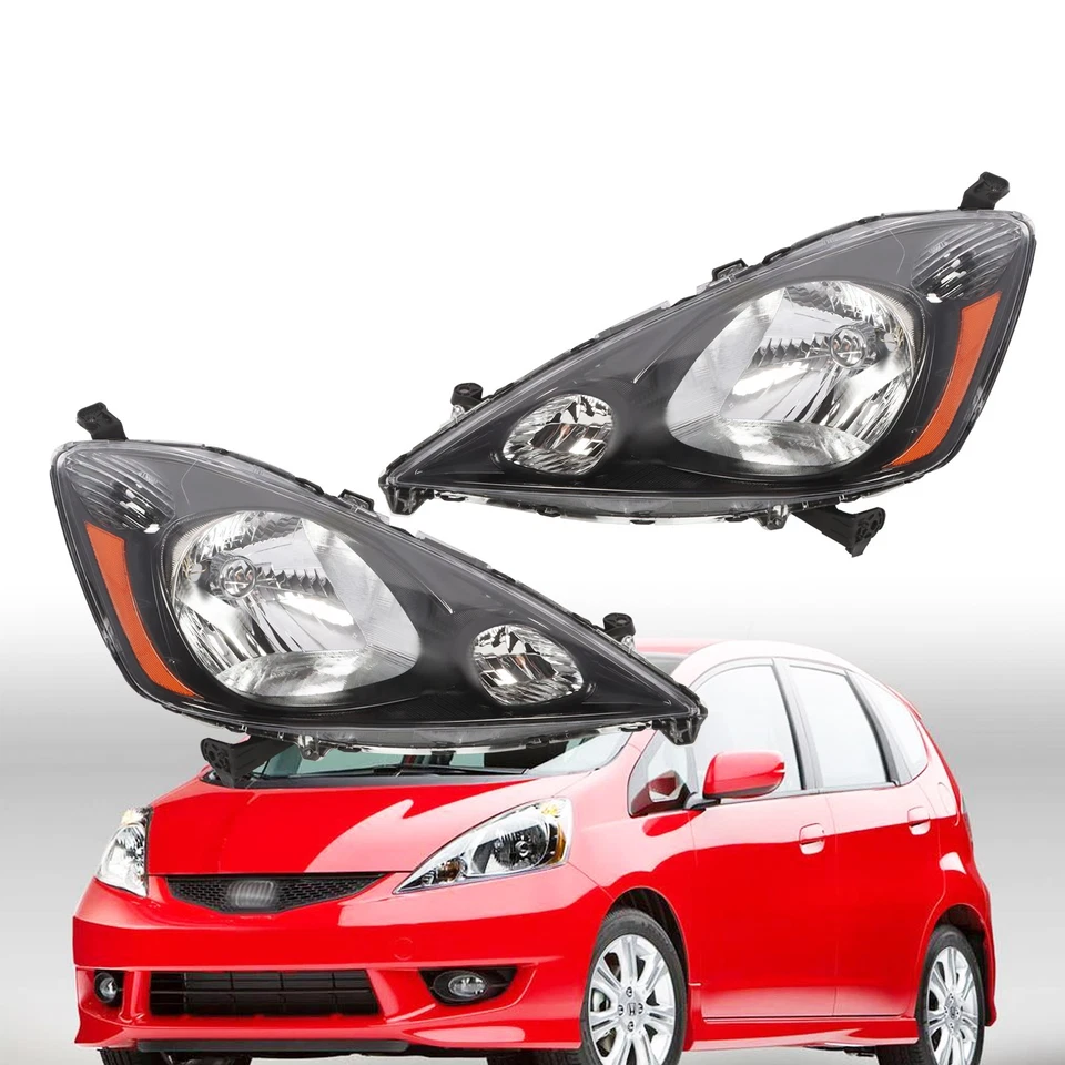 Par de faros de carcasa negra para Honda FIT 2009-2014 09-14 izquierda+derecha Foto 3 de 4