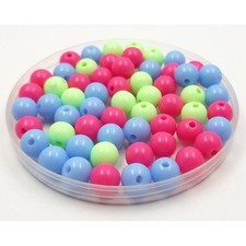 100pcs 8MM Acrylic Beads in Fuchsia, Blue  Mint