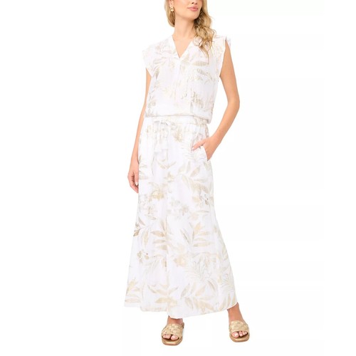 NEW Vince Camuto Wide Leg Pants White Gold Pull On High Rise Size M
