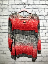 Susan Graver, Women Plus 2X, Red/Black 3/4Sle...