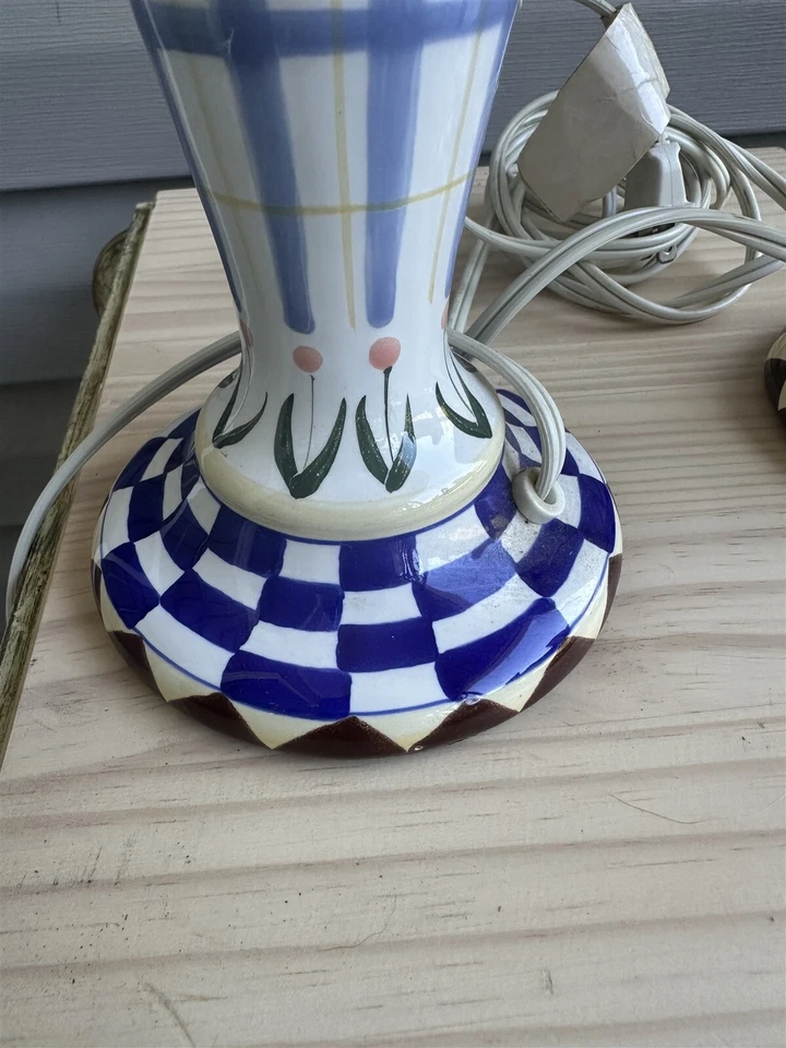 Par de lámparas vintage de tulipanes a cuadros azules candelabro inspirado en granja Foto 4 de 4