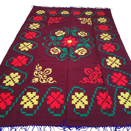 Vintage Moroccan Handmade Wool Rug Red Yellow Floral Fringe Berber Carpet 10X6 - Picture 5 of 24