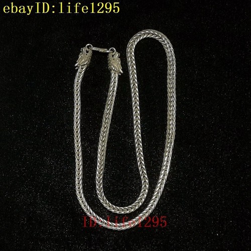 Collana Drago Catenaria Fatto a Mano Argento Tibet Cinese L 20 pollici Regalo a Mano - Foto 3 di 9