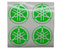 Autocollant casque 4 x autocollant logo Yamaha vert fluo 5 x 5 cm.